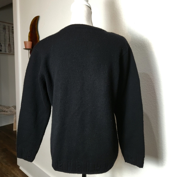 VINTAGE Talbots Petites Women's 100% Pure Wool Cable Knit Gold Button Cardigan - Picture 8 of 11